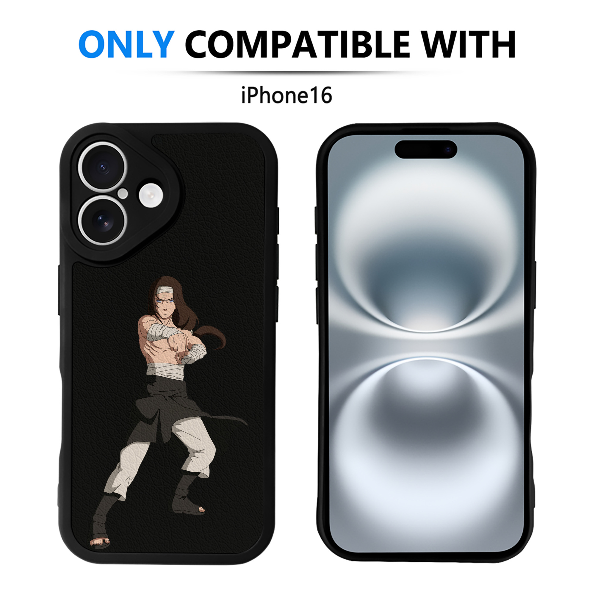 （画像用） NARUTO -ナルト- 日向ネジ Hyūga Neji 【iPhone 16シリーズ対応】シリコンスマホケース（レザー調） 材質：シリコン